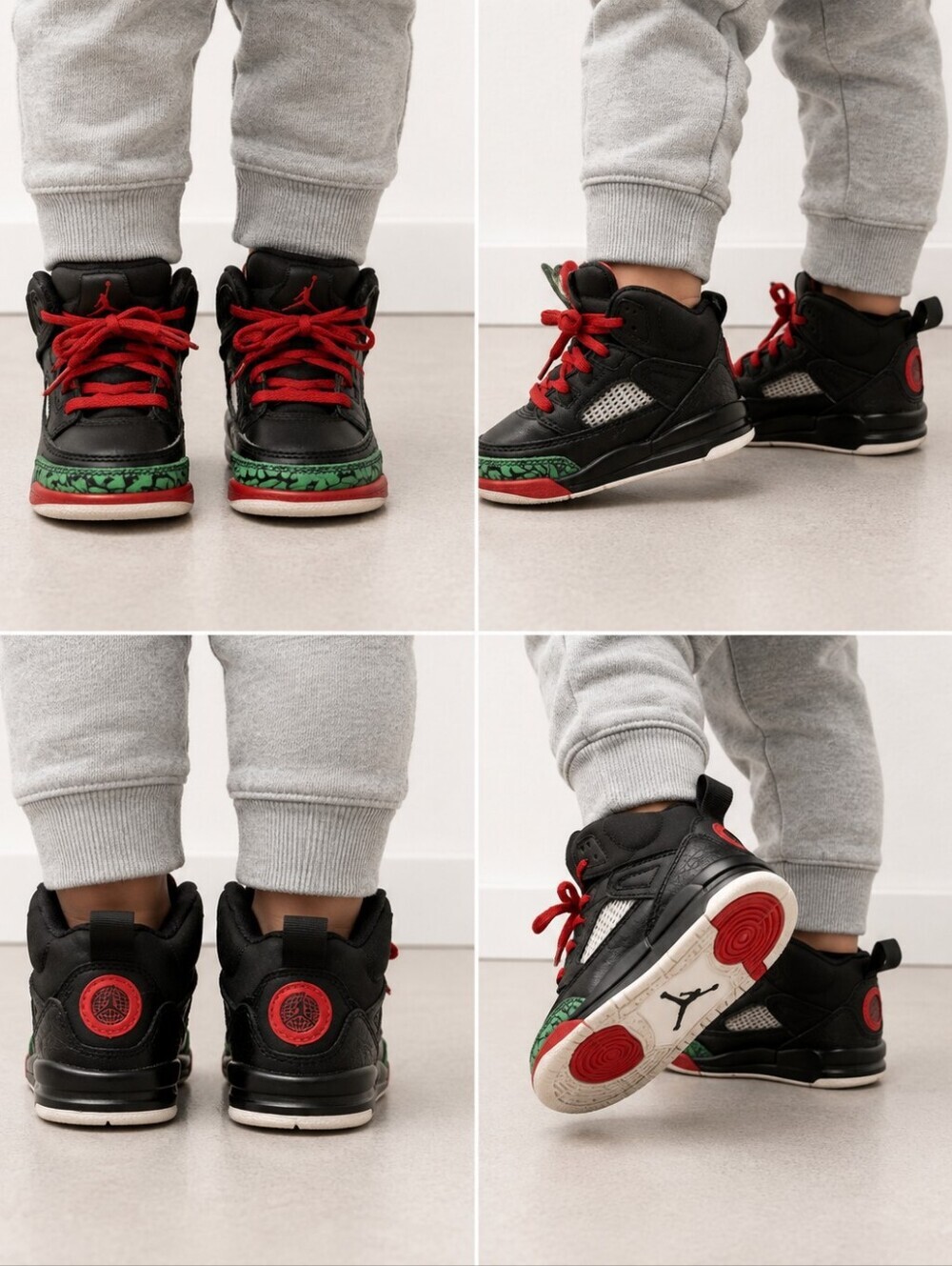 Nike Air Jordan Spizike Size Toddler 5C Black Hi-Top Sneakers Varsity Red Green